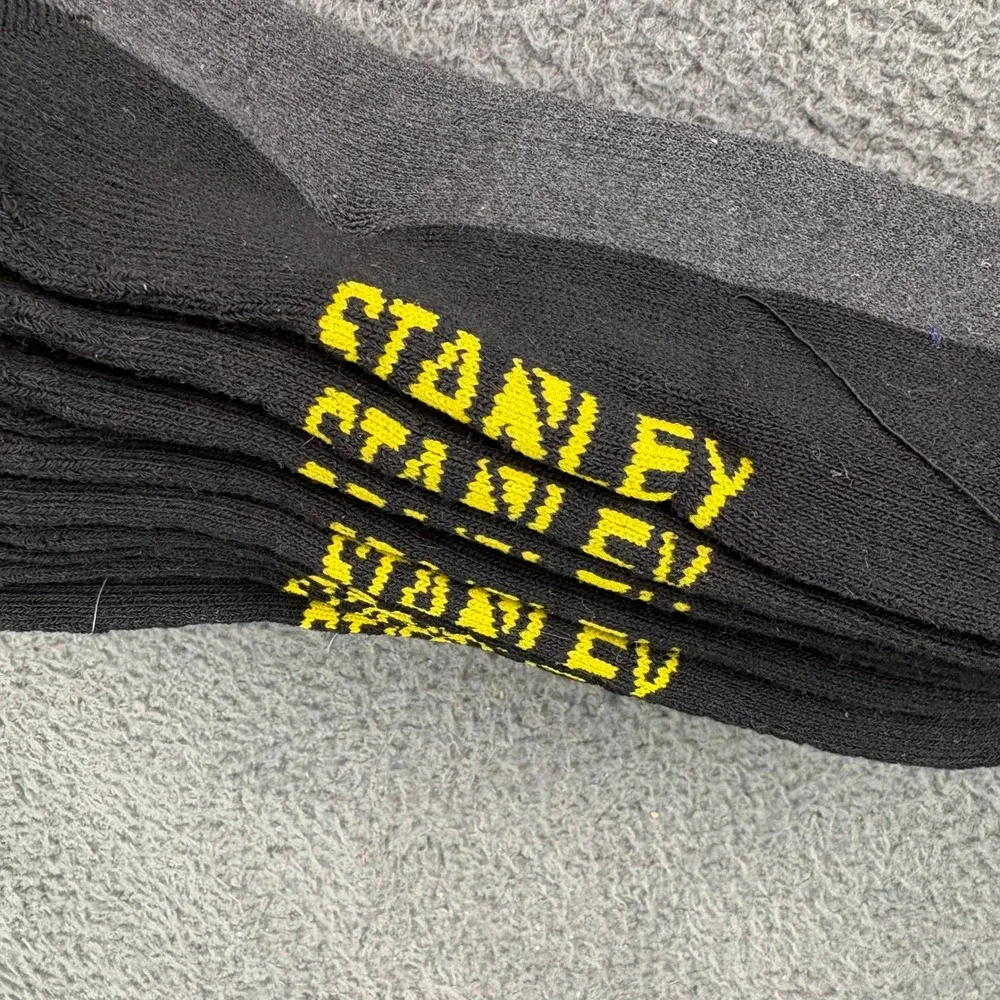 Stanley Mens 5 Pair Low Cut Ankle Socks Gray Black Yellow Logo Workwear Athletic